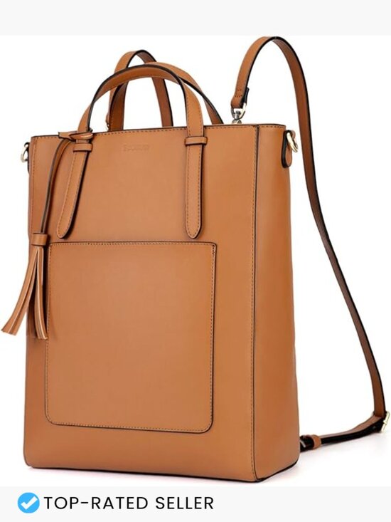 Convertible Tote Backpack Vegan Leather Laptop Bag Multifunctional Shoulder